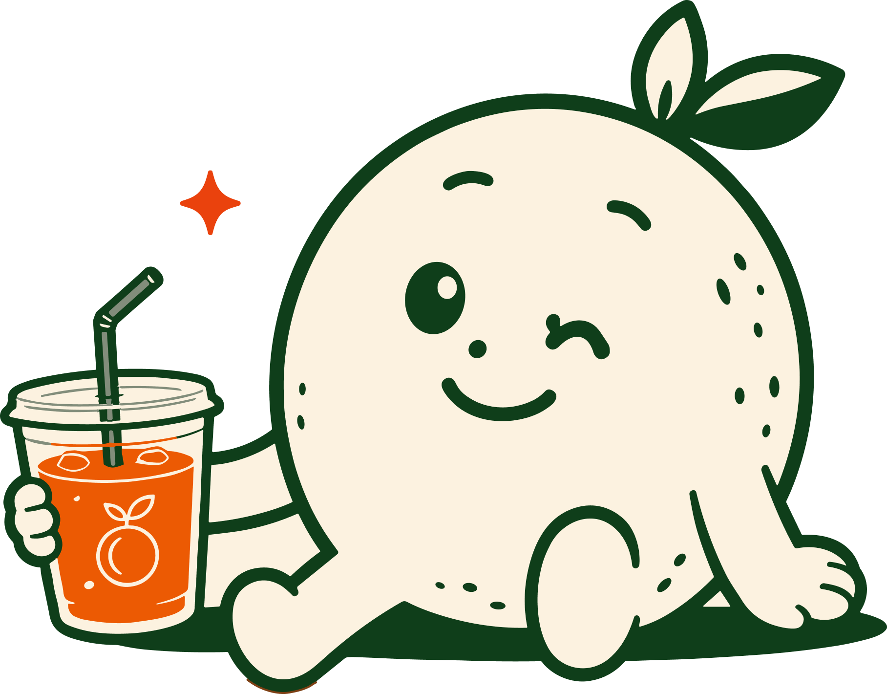 GULI mascot winking with an iced drink